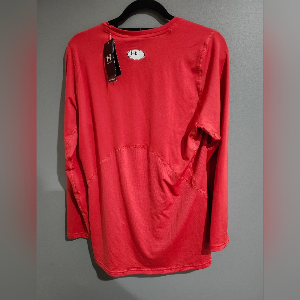 Under Armour Men's Long-Sleeve Red Performance Shirt Heatgeat Size Medium New - Picture 6 of 6